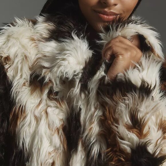 Anthropologie Long Shaggy Faux Fur Coat Size XXS New with Tags - Picture 5 of 9